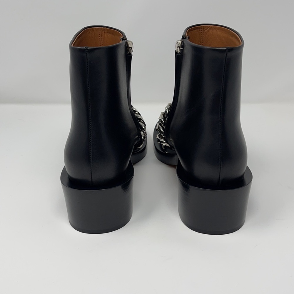 Givenchy Black Leather Silver Chain Ankle Boots NIB - Picture 3 of 15